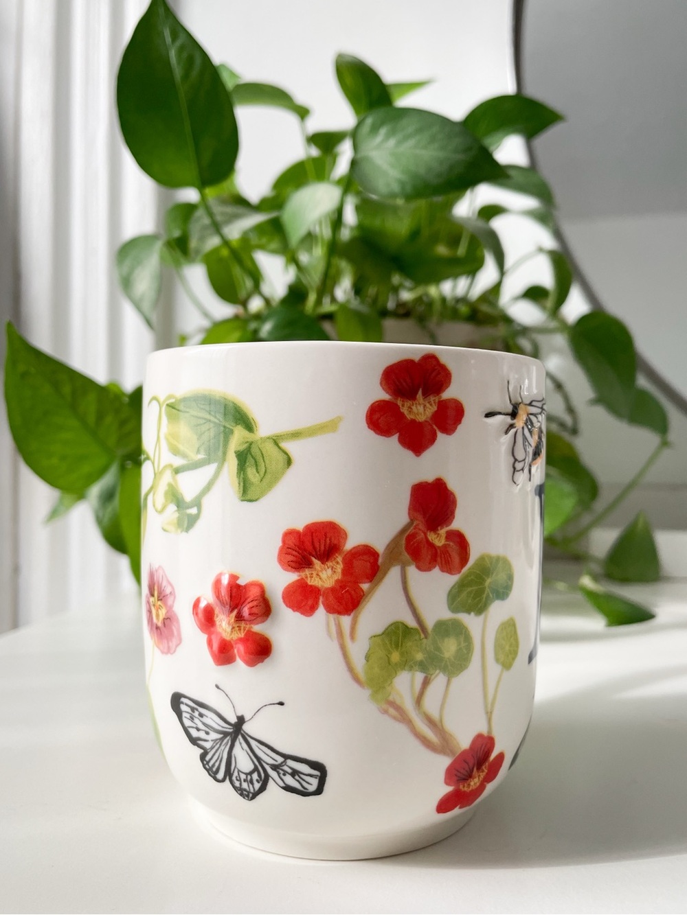 Anthropologie Monogram Monarch Ceramic Floral Mug - Letter B - Picture 2 of 5